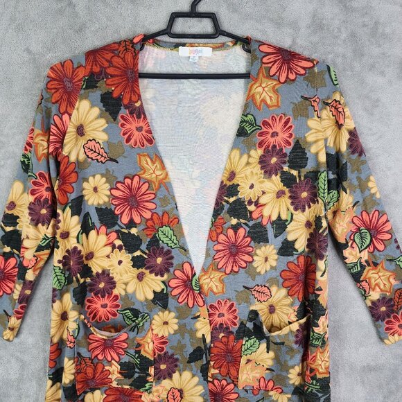 Women's Lularoe Multicolor Floral Open Front Cardigan Casual Long Sleeve Size M - Picture 4 of 13